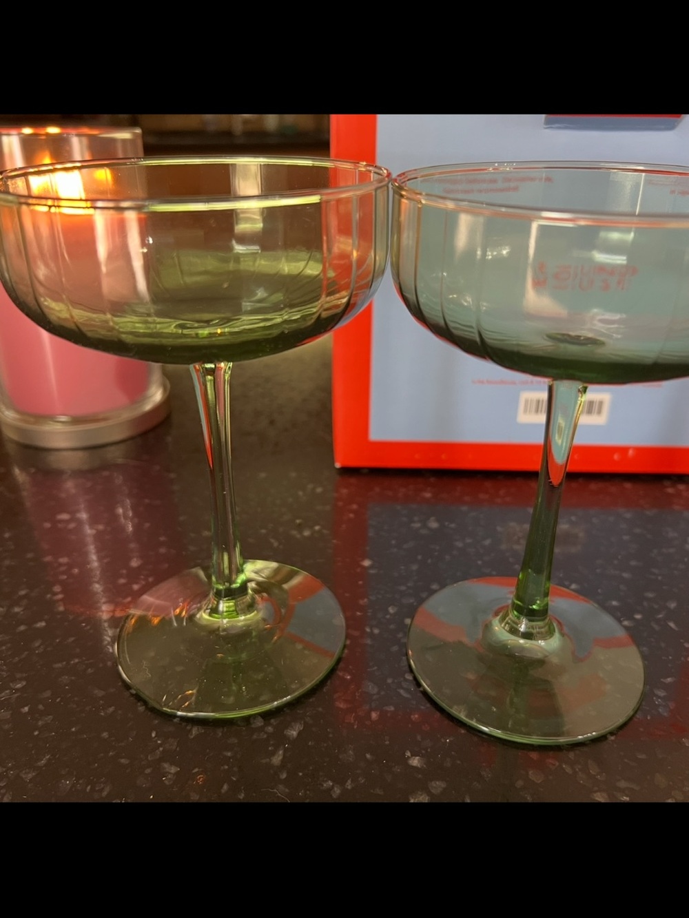 Round House Green Soda Lime Glass Coupe Cocktail Glasses - Set of 2